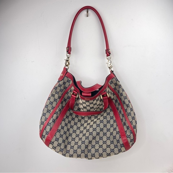 GUCCI Red & Blue GG Canvas and Leather Abbey 2 way Hobo Bag 💯 Authentic 😎 - Picture 16 of 16